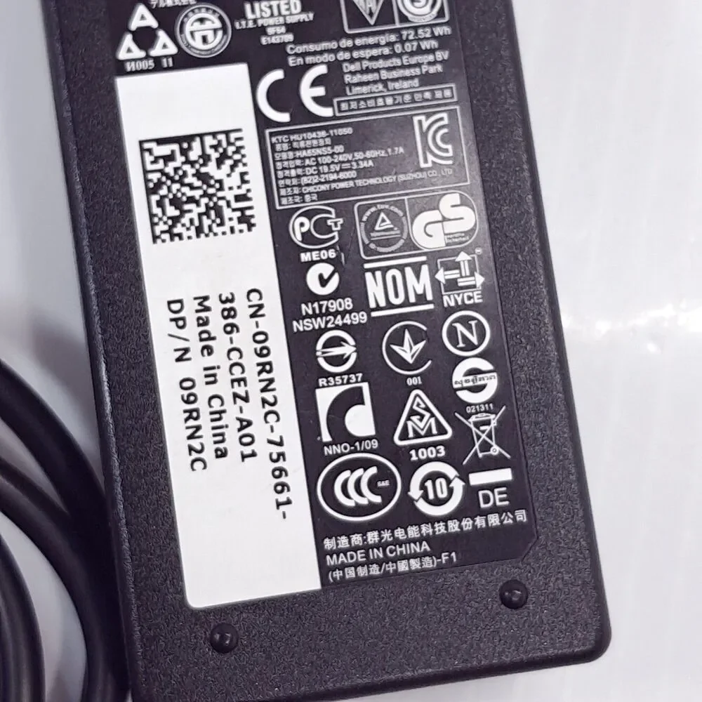 Dell HA65NS5-00 AC Adapter 19.5V 3.34A Laptop Charger power cord Genuine oem